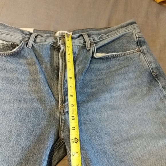 Agolde Riley High Rise Waisted Crop Cropped Organic Denim Jeans Emulsion - Picture 13 of 16